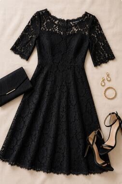 Eliza J Sheer Lace Overlay Black Cocktail Dress Sz 2 LBD Lined Goth Witchy